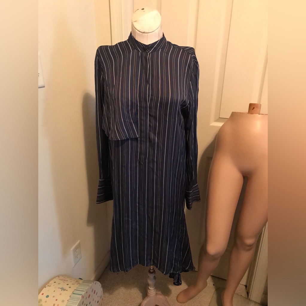 Belstaff Dress Nwt Size 42 Blue Striped $730